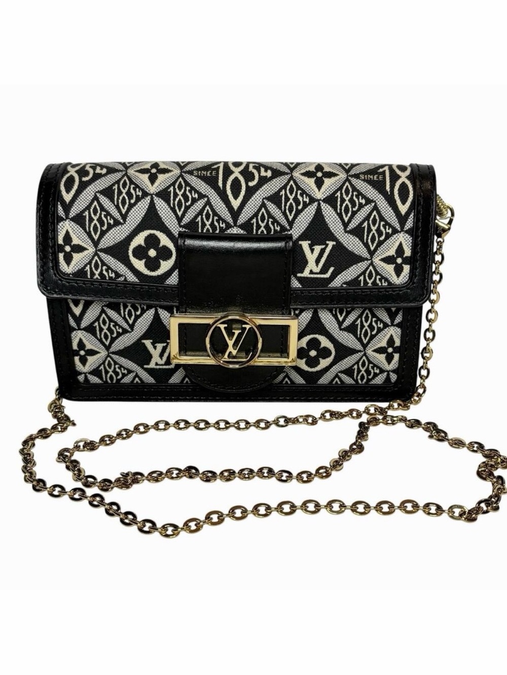 Louis Vuitton Since 1854 Dauphine Chain Wallet Crossbody Black Jacquard Bag COA